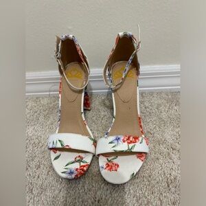 Floral block heels